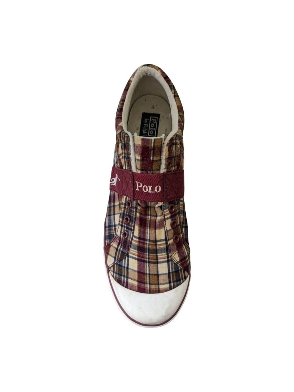Polo Ralph Lauren Sneakers Shoes Gardener Slip-On Logo Plaid No Lace 13 M EUC